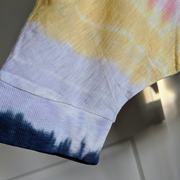 Nation LTD Top Crop Pima Cotton Spiral Tie Dye Elbow Length Batwing Multi L NWT - Picture 6 of 14